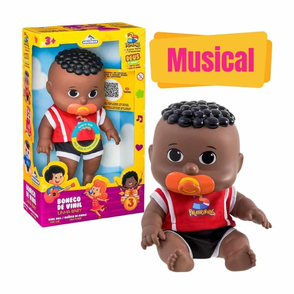 Boneco musical infantil
Boneco educativo
Boneco do 3 Palavrinhas
Boneco de vinil atóxico
Boneco com som e musicas
Bebê Musical Três Palavrinhas