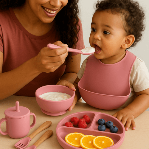 Kit Introdução Alimentar de Silicone | Seguro, Prático e Divertido para o Seu Bebê