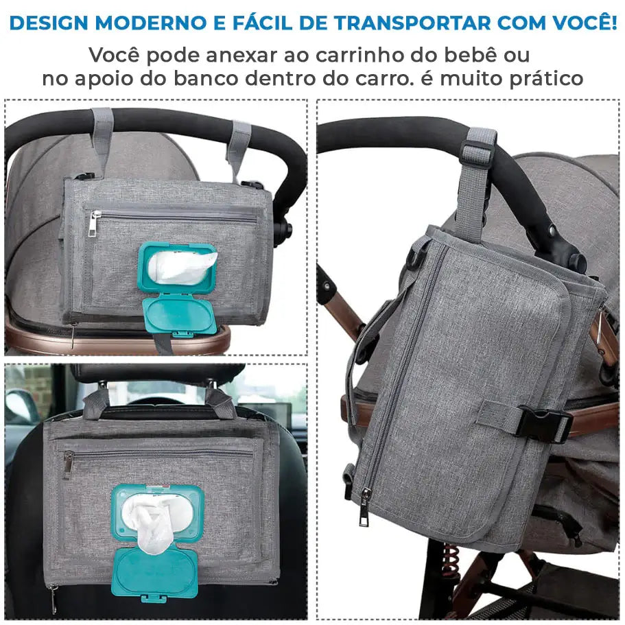 Trocador Multiuso 3 em 1 - Simplifique a hora da troca de fraldas do seu bebê.