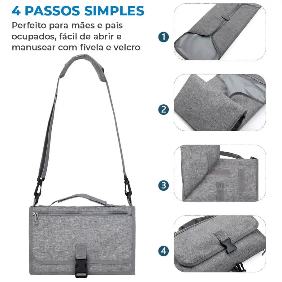 Trocador Multiuso 3 em 1 - Simplifique a hora da troca de fraldas do seu bebê.