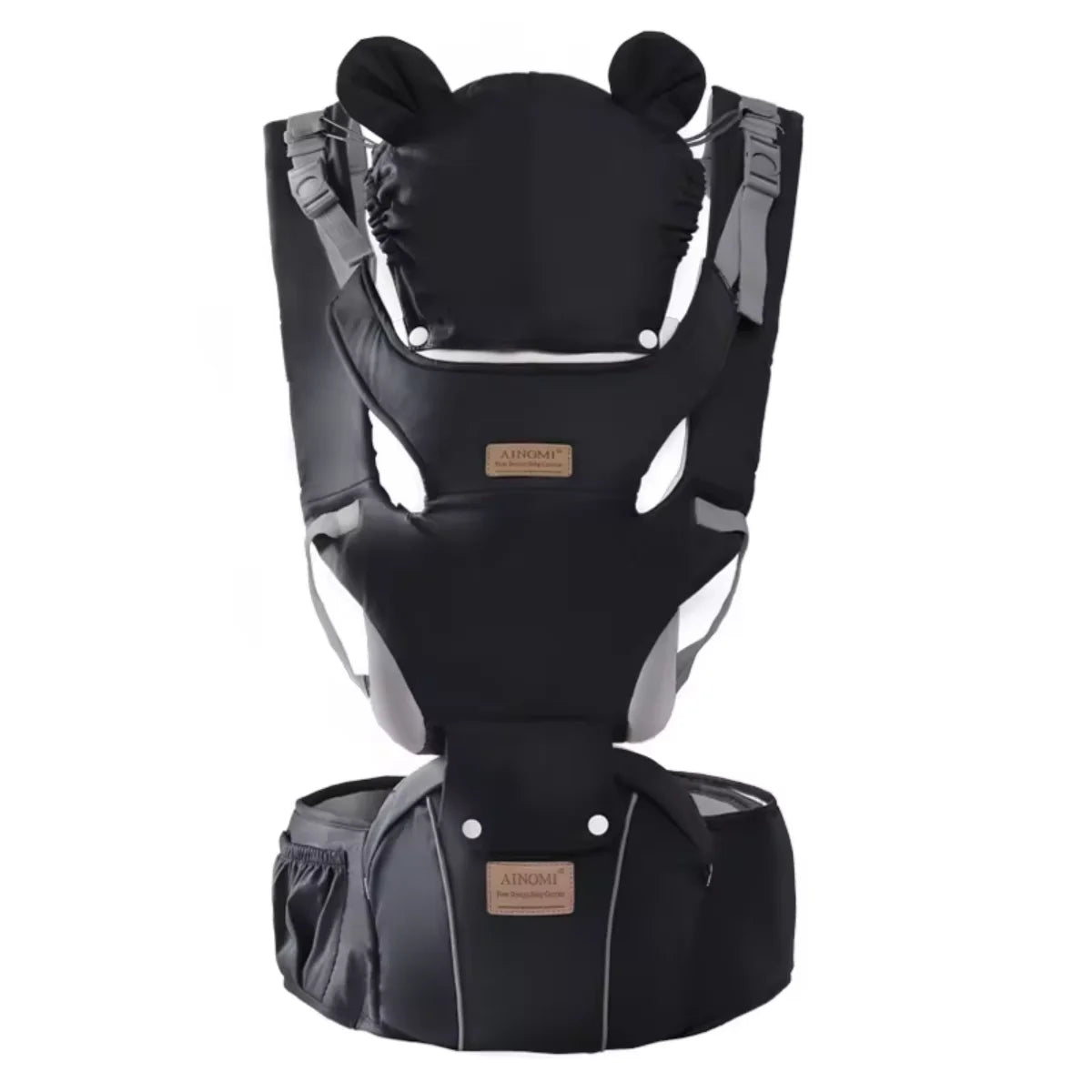 Canguru Ergonômico 3 em 1 com Assento de Quadril, Tiras Ajustáveis e Capuz Inverno – Suporta até 20kg