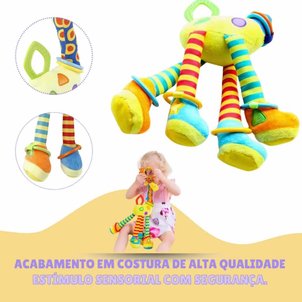 Chocalho Dona Girafinha – Brinquedo Sensorial e Educativo para Bebês
