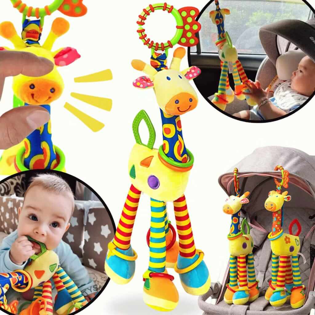 Chocalho Dona Girafinha – Brinquedo Sensorial e Educativo para Bebês