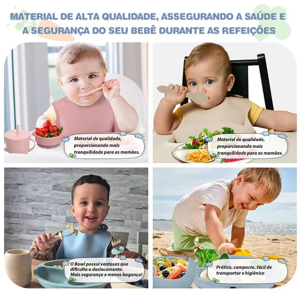 Kit Introdução Alimentar de Silicone | Seguro, Prático e Divertido para o Seu Bebê