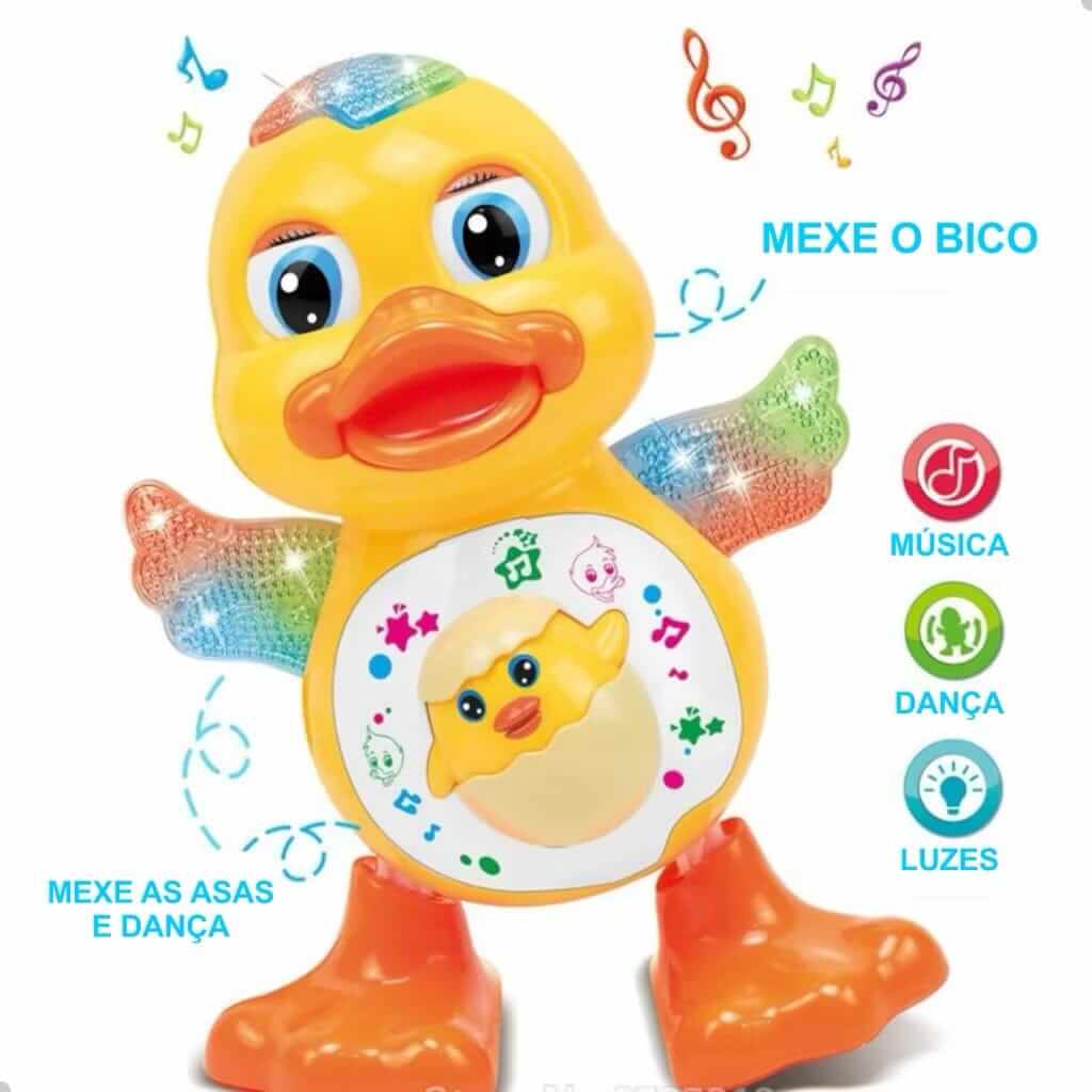 Patinho Dançante Musical • Se movimenta e possui LED coloridas.