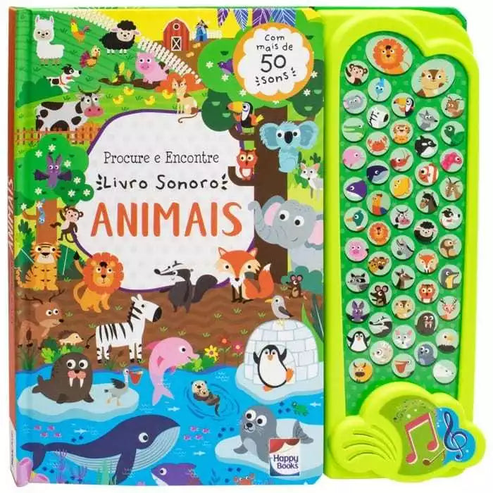 Livro Sensorial Sonoro 50 Sons - Aprenda e Divirta-se com Sons de Animais"