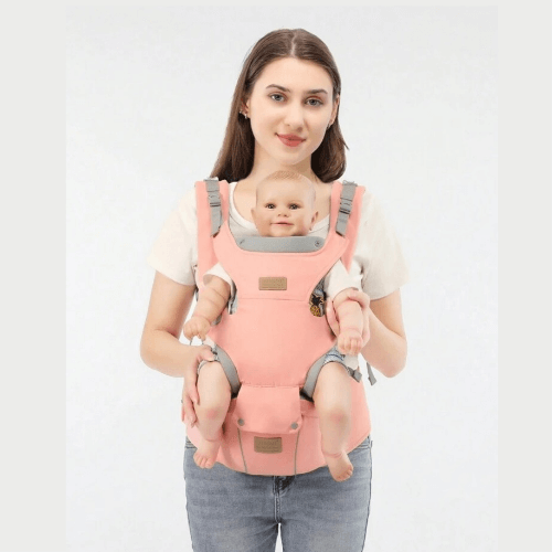 Canguru Ergonômico 3 em 1 com Assento de Quadril, Tiras Ajustáveis e Capuz Inverno – Suporta até 20kg