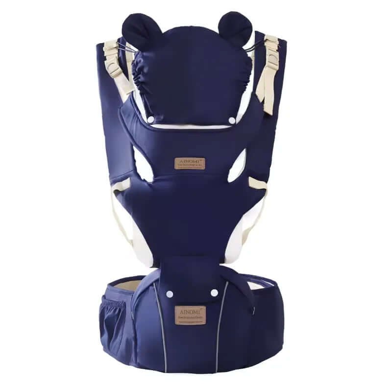 Canguru Ergonômico 3 em 1 com Assento de Quadril, Tiras Ajustáveis e Capuz Inverno – Suporta até 20kg