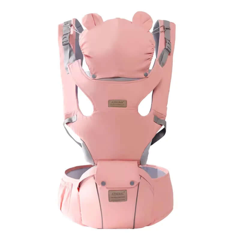 Canguru Ergonômico 3 em 1 com Assento de Quadril, Tiras Ajustáveis e Capuz Inverno – Suporta até 20kg